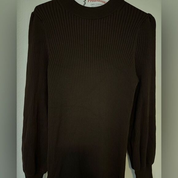 Banana Republic Puff-Sleeve Ribbed Sweater dress in Deep Brown. $119 **NEW** - Picture 3 of 7